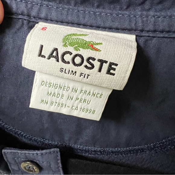 LACOSTE Navy Waffle Weave Sleeveless Henley, Slim Fit XL/6 - Picture 6 of 7